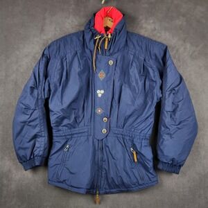 Vintage Obermeyer Precise Ski‎ Jacket Womens 8 Navy Blue Embroidered Thermolite